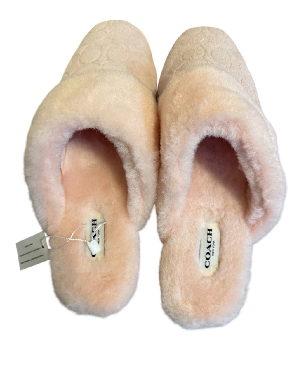 Coach Signature Women's Plush Blush Mule Slippers Fits 8 or 8.5 label EU 40